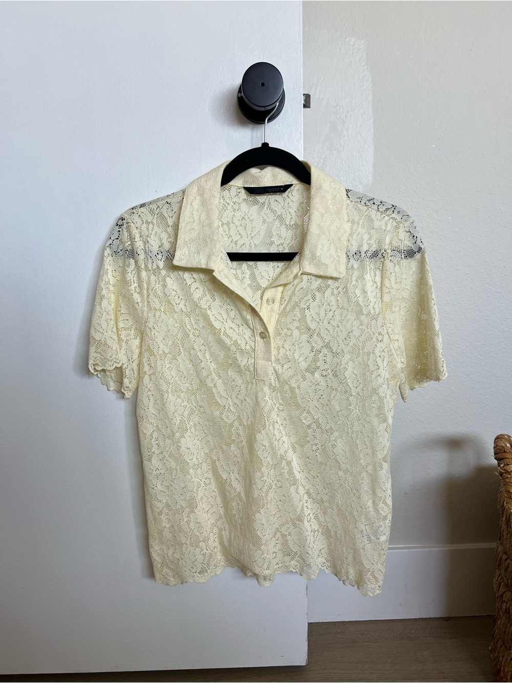 Zara Yellow Lace Polo Blouse